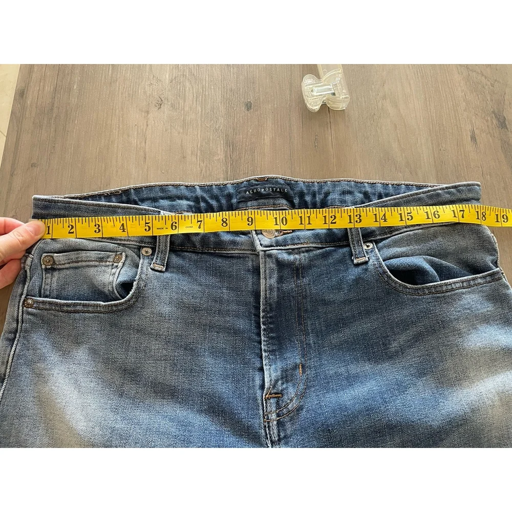 Aeropostale AERO Slim Straight Jeans Men 36x32 Blue Stretch Denim